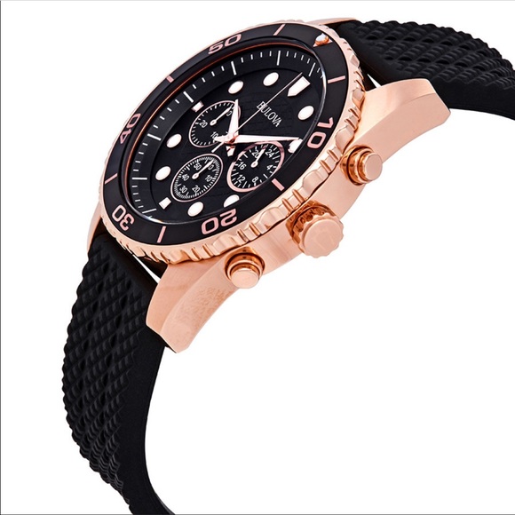 BULOVA Sport Chronograph Black Dial Black Rubber - Picture 2 of 7